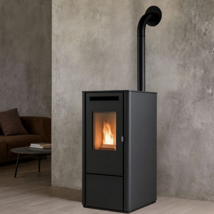 Ferretti Milano Pilleovn 9.5 kW Sort Italiensk Elegant Automatisk Varmeløsning