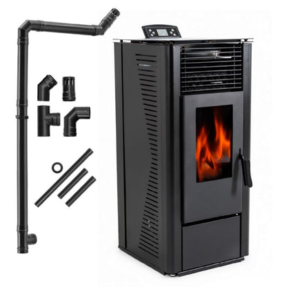 Pilleovn 10 kW med Wi-Fi og Termostat Sort
