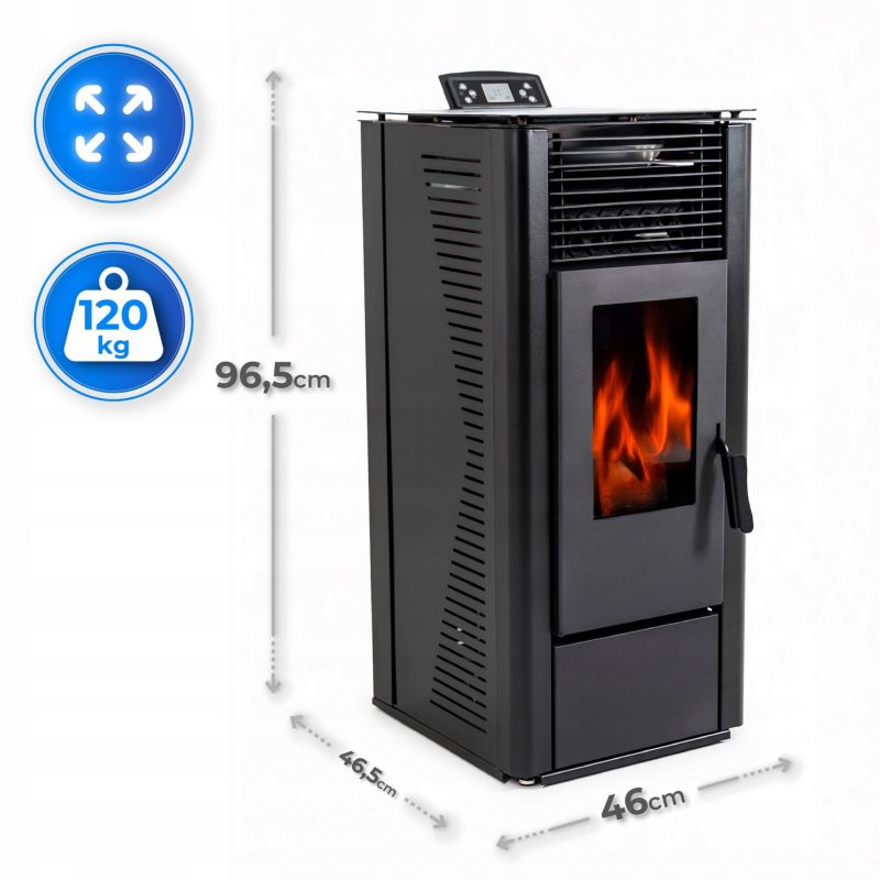 Pilleovn 10 kW med Wi-Fi og Termostat Sort