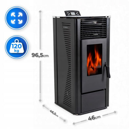 Pilleovn 10 kW med Wi-Fi og Termostat Sort