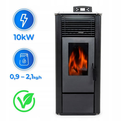 Pilleovn 10 kW med Wi-Fi og Termostat Sort