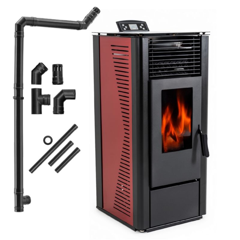 Pilleovn 10 kW med Wi-Fi Rød | 5906765561334