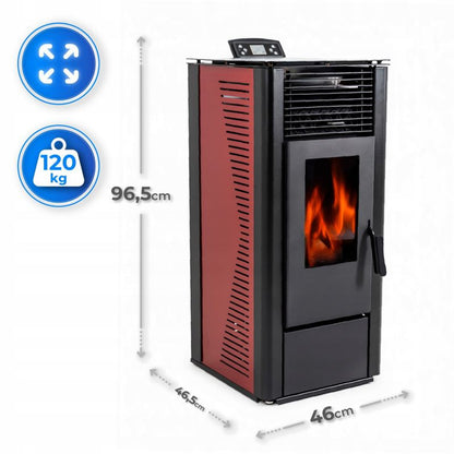 Pilleovn 10 kW med Wi-Fi Rød | 5906765561334