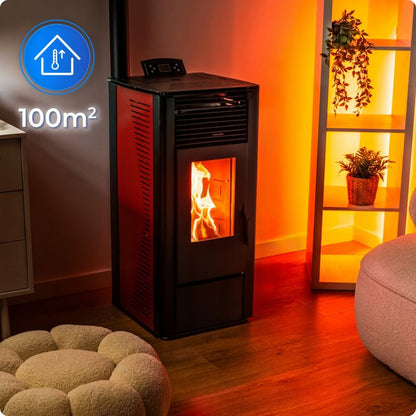 Pilleovn 10 kW med Wi-Fi Rød | 5906765561334