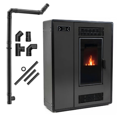 Pilleovn 12 kW Sort med Wi-Fi og Termostat