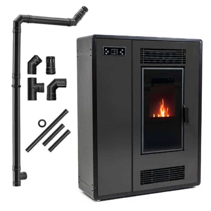 Pilleovn 12 kW Sort med Wi-Fi og Termostat