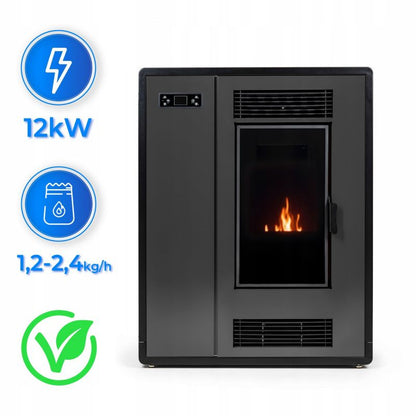 Pilleovn 12 kW Sort med Wi-Fi og Termostat