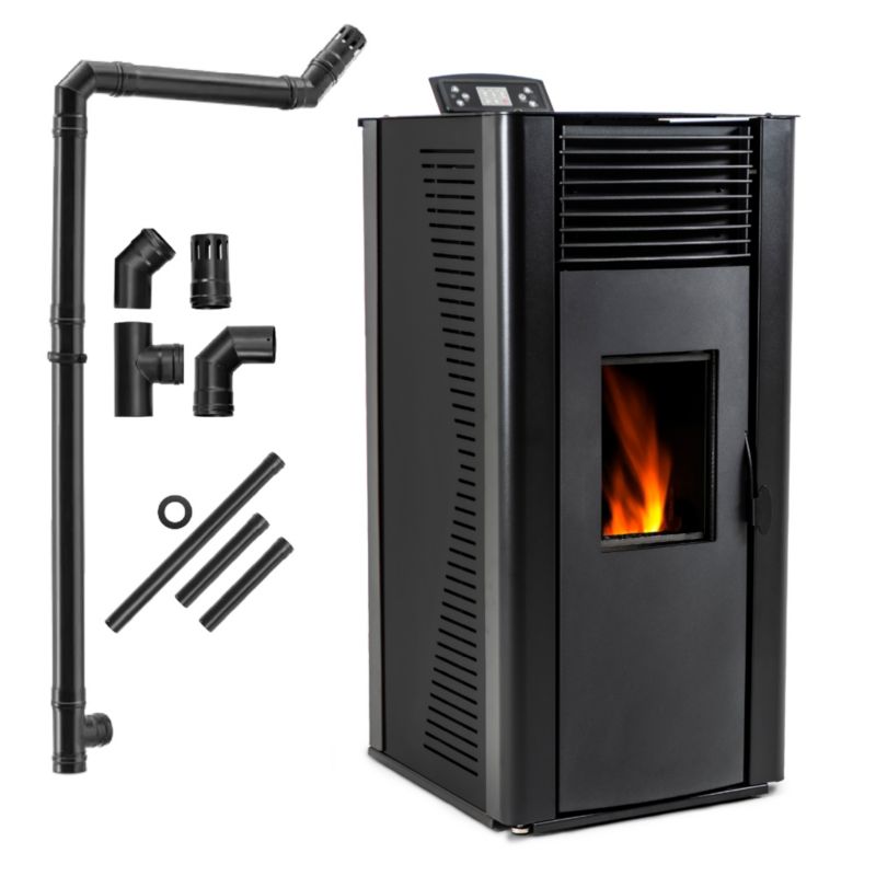 Pilleovn med Vandgris 12,2 kW Sort