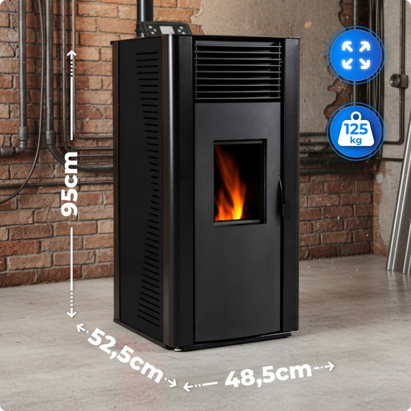 Pilleovn med Vandgris 12,2 kW Sort
