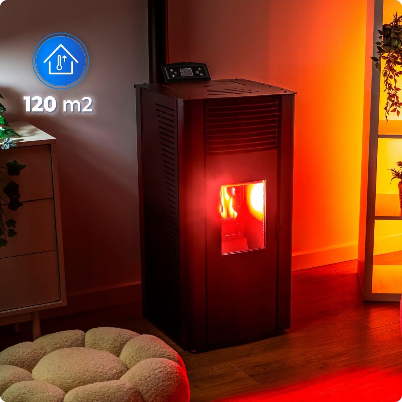 Pilleovn med Vandgris 12,2 kW Sort