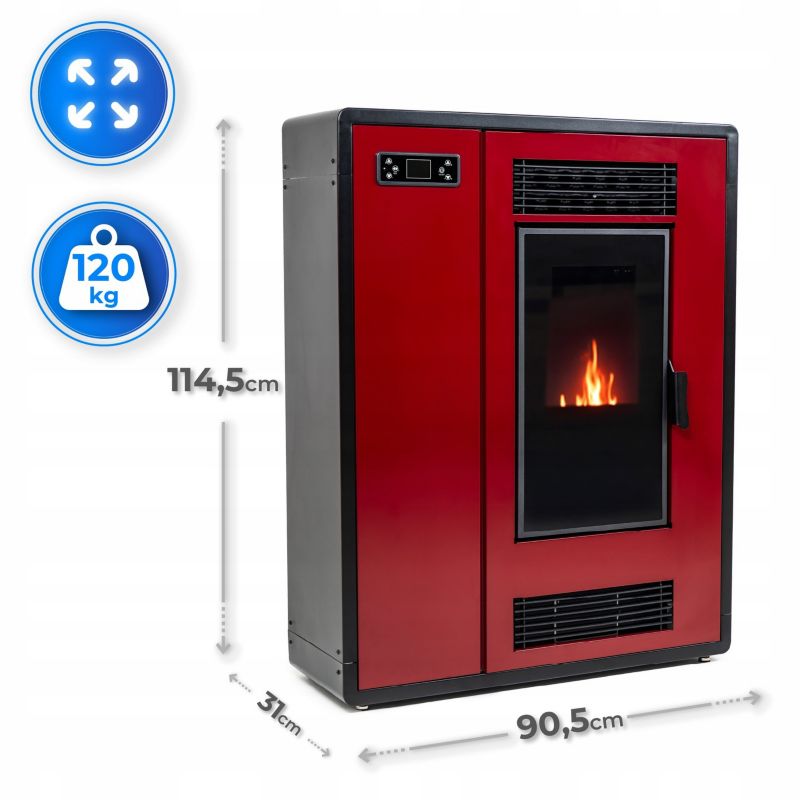 Pilleovn ARIA-RED 12 kW Rød med Wi-Fi | ARIA-RED