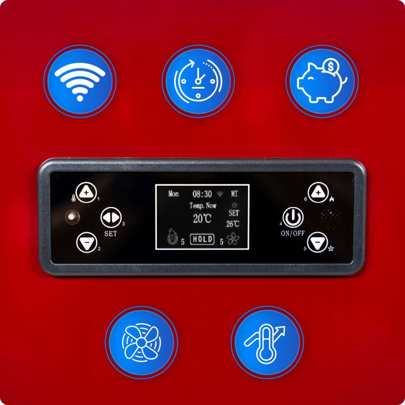 Pilleovn ARIA-RED 12 kW Rød med Wi-Fi | ARIA-RED