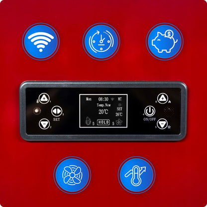 Pilleovn ARIA-RED 12 kW Rød med Wi-Fi | ARIA-RED