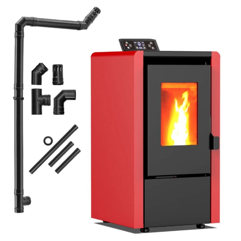 Pilleovn 6,3 kW Fritstående med Wi-Fi Rød LEYLA-RED