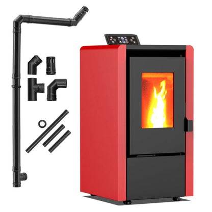 Pilleovn 6,3 kW Fritstående med Wi-Fi Rød LEYLA-RED