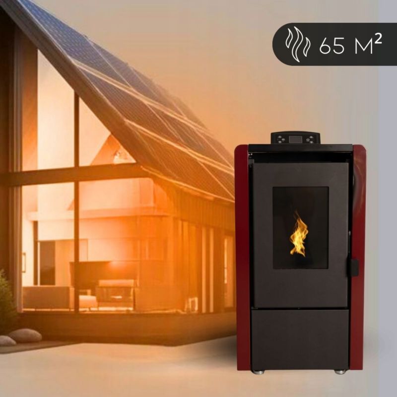 Pilleovn 6,3 kW Fritstående med Wi-Fi Rød LEYLA-RED