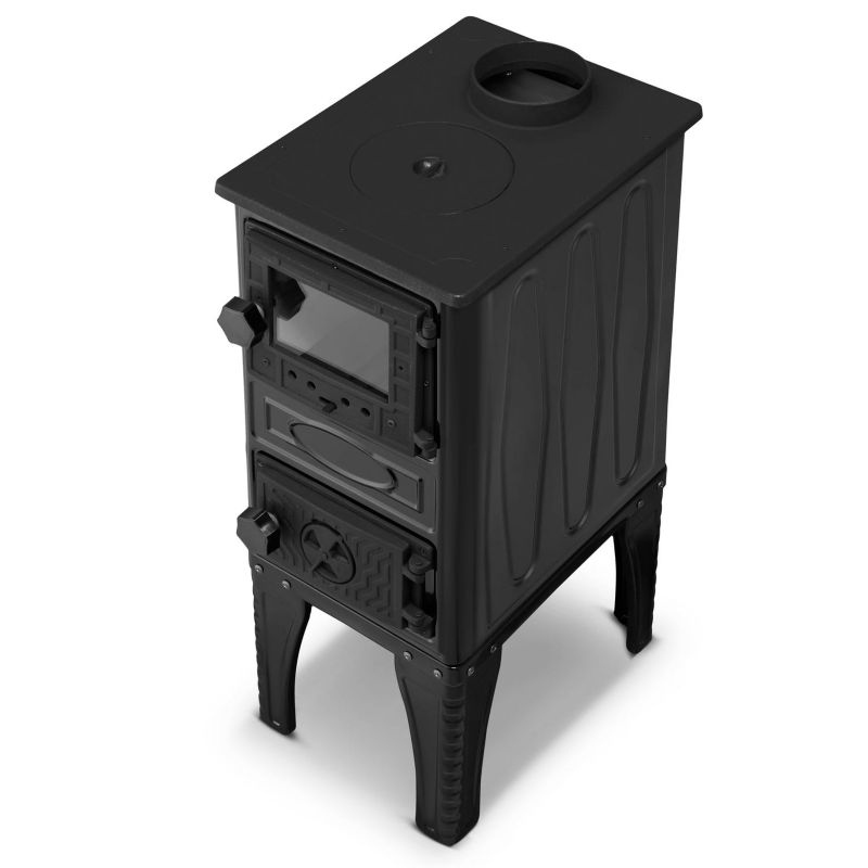 Brændeovn SI-304G MINI 9,2 kW 32x43 cm Sort Støbejern