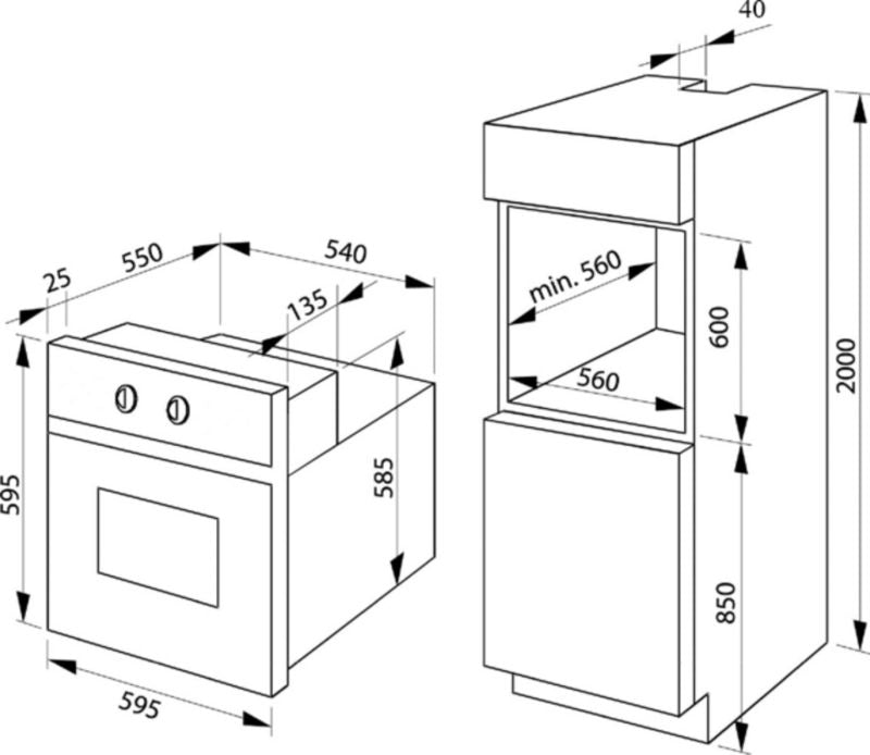 Indbygningsovn Amica EB7541HB Fine