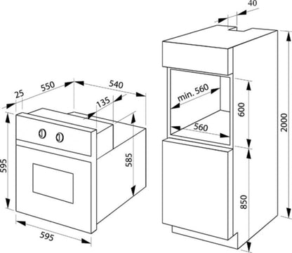 Indbygningsovn Amica EB7541HB Fine