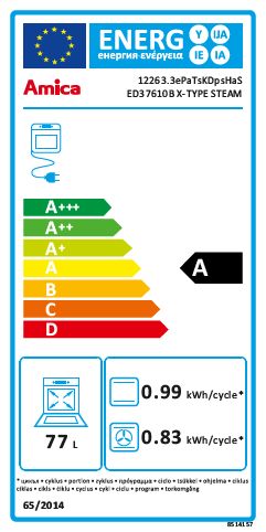Indbygningsovn Amica ED37610B X-Type Steam