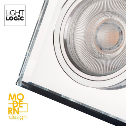 LightLogic LL BILA DSL-SR 30561 sølvfarvet glas spotring til loftmontering, 1 stk.