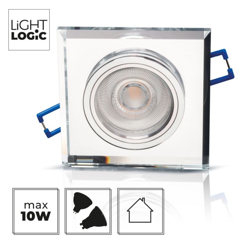 LightLogic LL BILA DSL-SR 30561 sølvfarvet glas spotring til loftmontering, 1 stk.