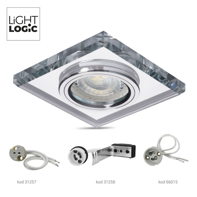 LightLogic LL BILA DSL-SR 30561 sølvfarvet glas spotring til loftmontering, 1 stk.