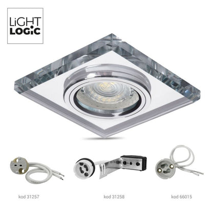 LightLogic LL BILA DSL-SR 30561 sølvfarvet glas spotring til loftmontering, 1 stk.