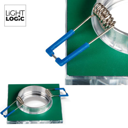 LightLogic LL BILA DSL-SR 30561 sølvfarvet glas spotring til loftmontering, 1 stk.