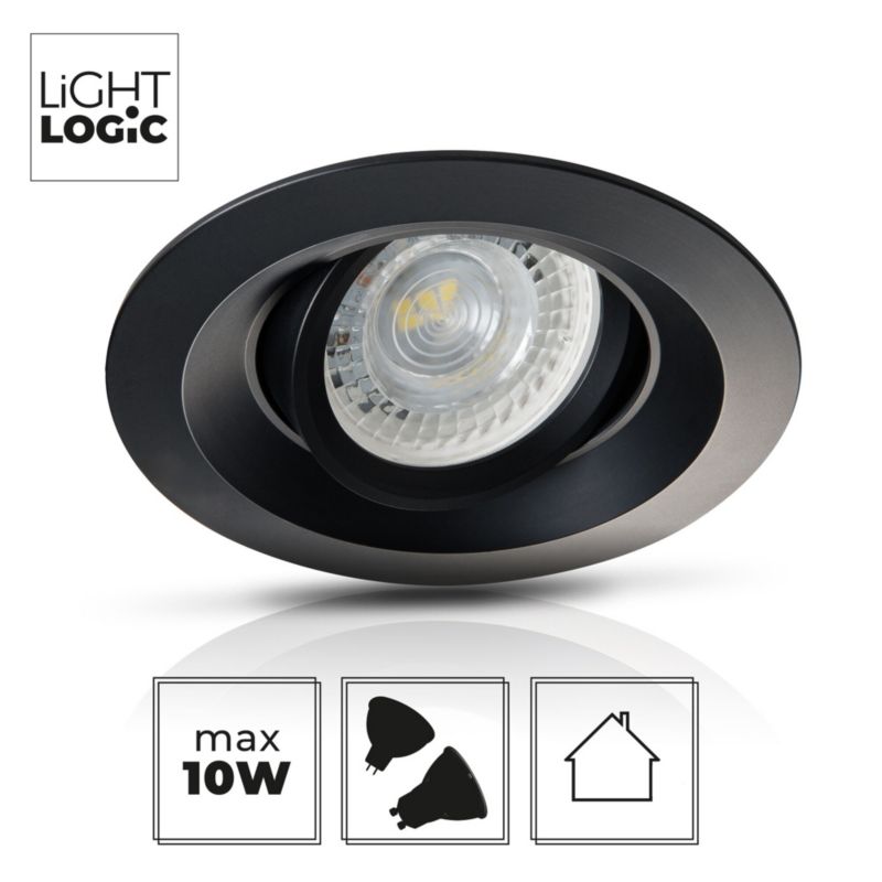 LightLogic LL CILI DTO-B 30540 sort indbygningsspot med halogenpære, 1 stk.