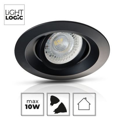 LightLogic LL CILI DTO-B 30540 sort indbygningsspot med halogenpære, 1 stk.