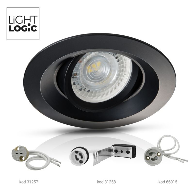 LightLogic LL CILI DTO-B 30540 sort indbygningsspot med halogenpære, 1 stk.