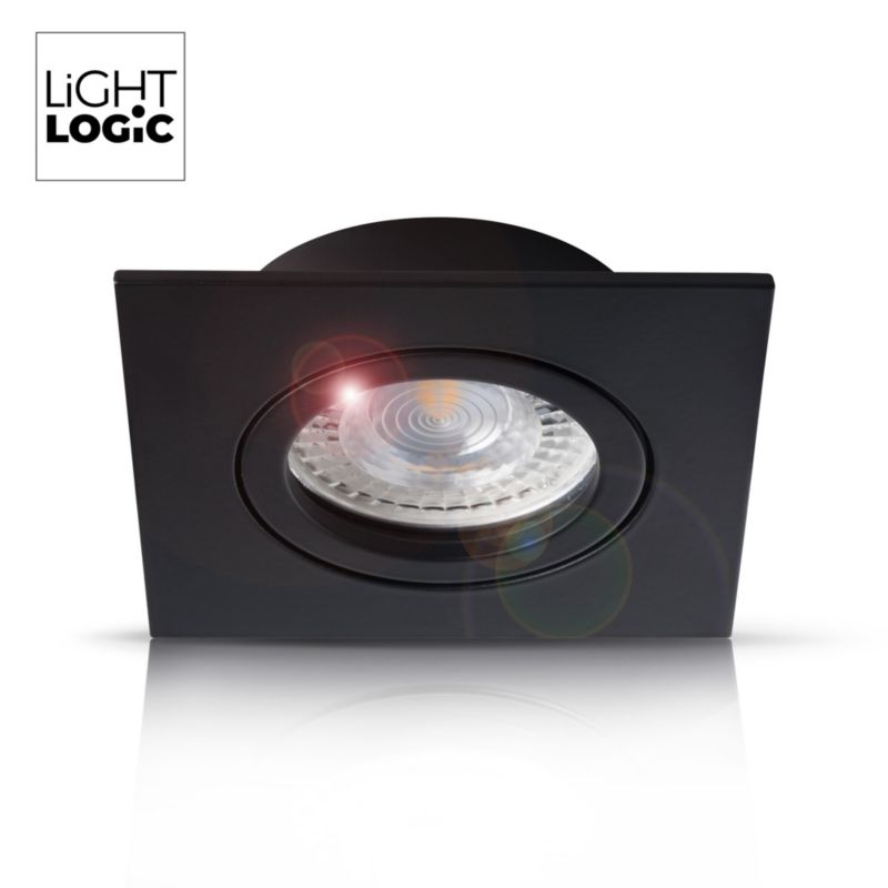 LightLogic LL COSS DTL-B 30543 spotringslampe, loft, justerbar, kvadratisk, mat-sort, 1 stk.