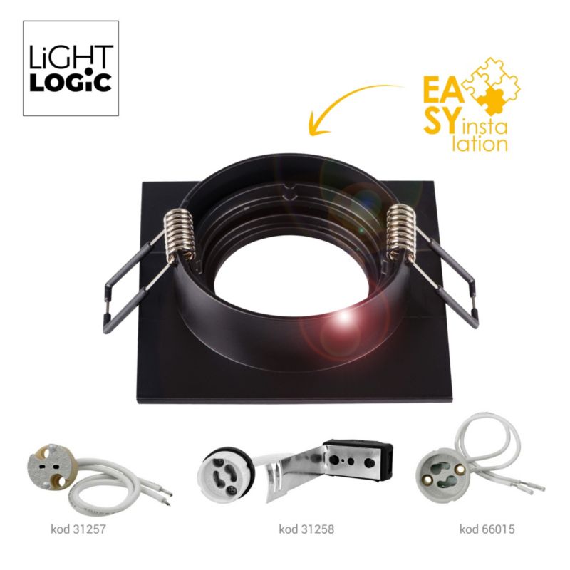 LightLogic LL COSS DTL-B 30543 spotringslampe, loft, justerbar, kvadratisk, mat-sort, 1 stk.