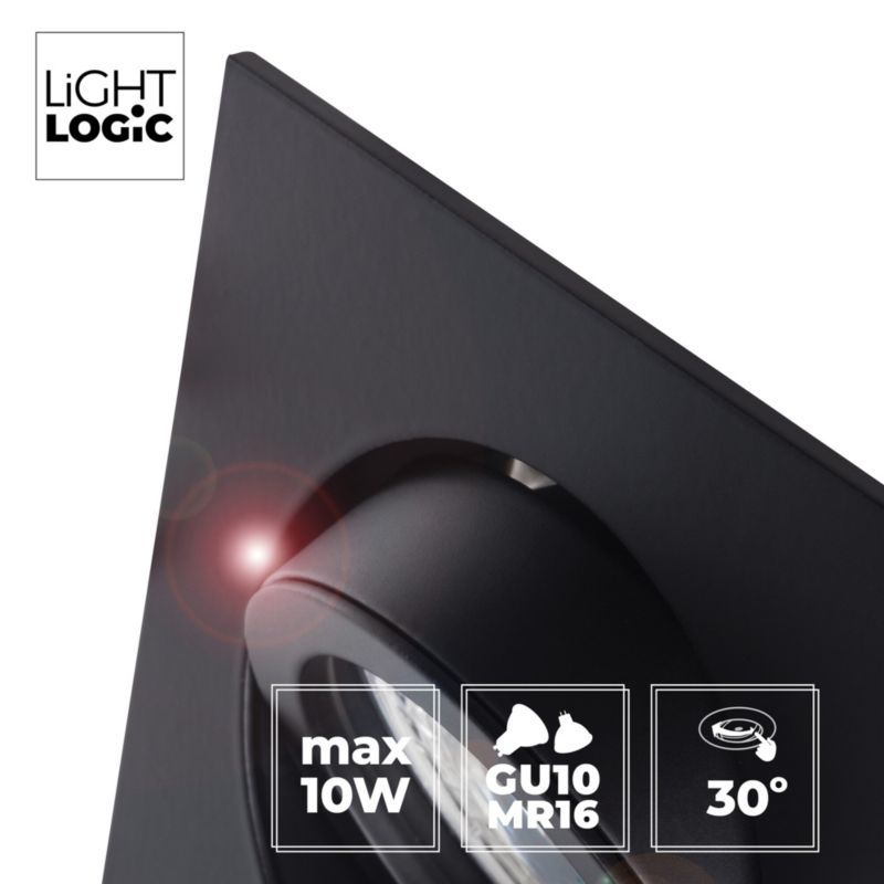 LightLogic LL COSS DTL-B 30543 spotringslampe, loft, justerbar, kvadratisk, mat-sort, 1 stk.