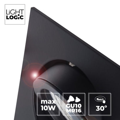 LightLogic LL COSS DTL-B 30543 spotringslampe, loft, justerbar, kvadratisk, mat-sort, 1 stk.