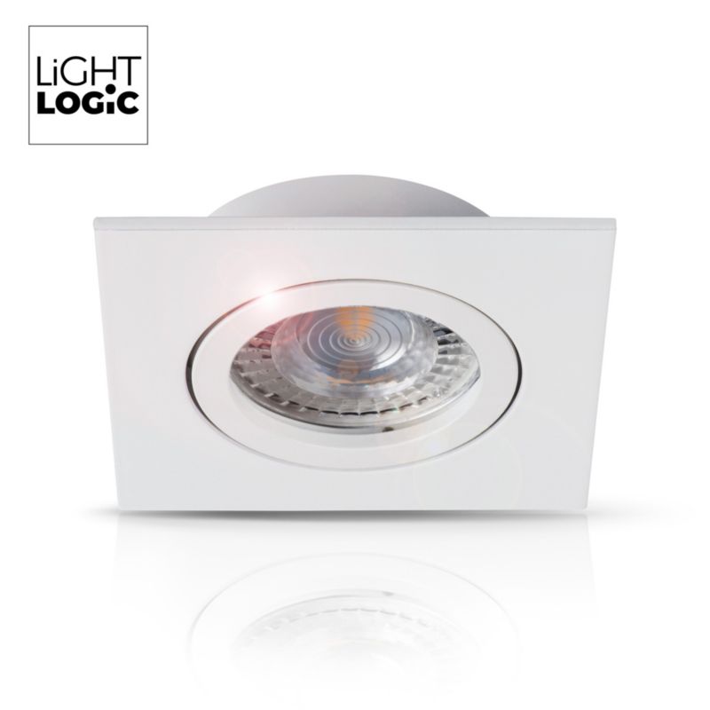 LightLogic LL COSS DTL-W punktloftspot med justerbar firkantet ring, hvid, 1 stk.