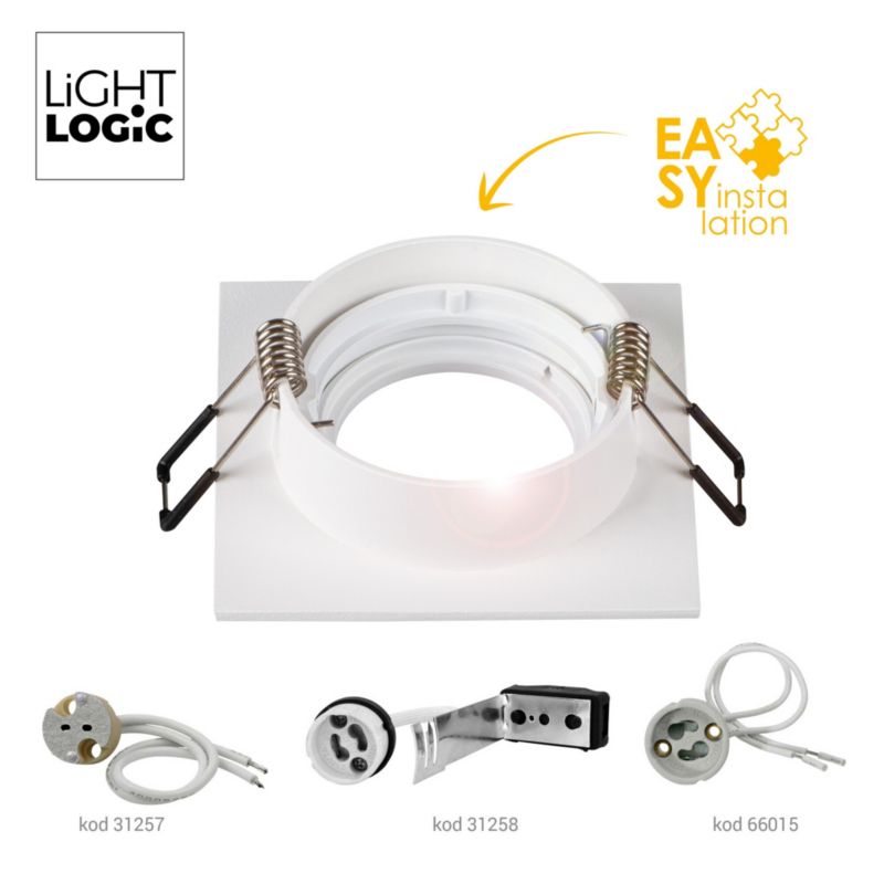 LightLogic LL COSS DTL-W punktloftspot med justerbar firkantet ring, hvid, 1 stk.
