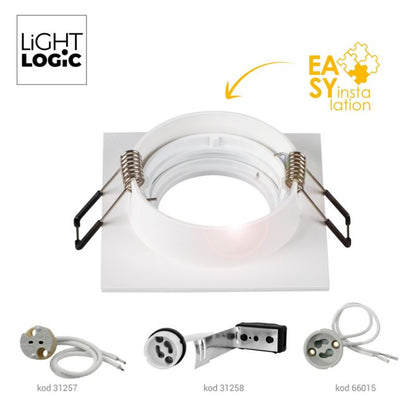 LightLogic LL COSS DTL-W punktloftspot med justerbar firkantet ring, hvid, 1 stk.