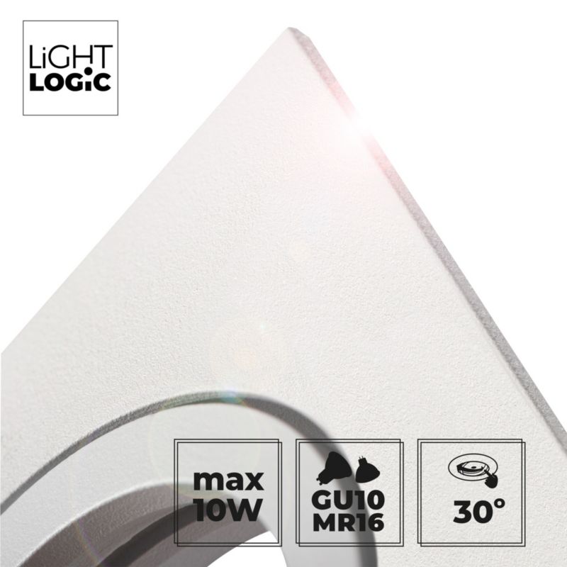 LightLogic LL COSS DTL-W punktloftspot med justerbar firkantet ring, hvid, 1 stk.