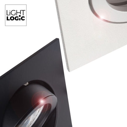 LightLogic LL COSS DTL-W punktloftspot med justerbar firkantet ring, hvid, 1 stk.
