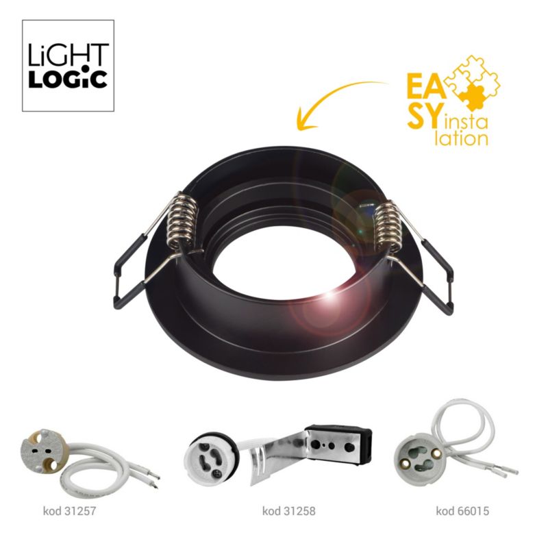 LightLogic LL COSS DTO-B 30545 spotringslampe, rund, sort, 1 stk.