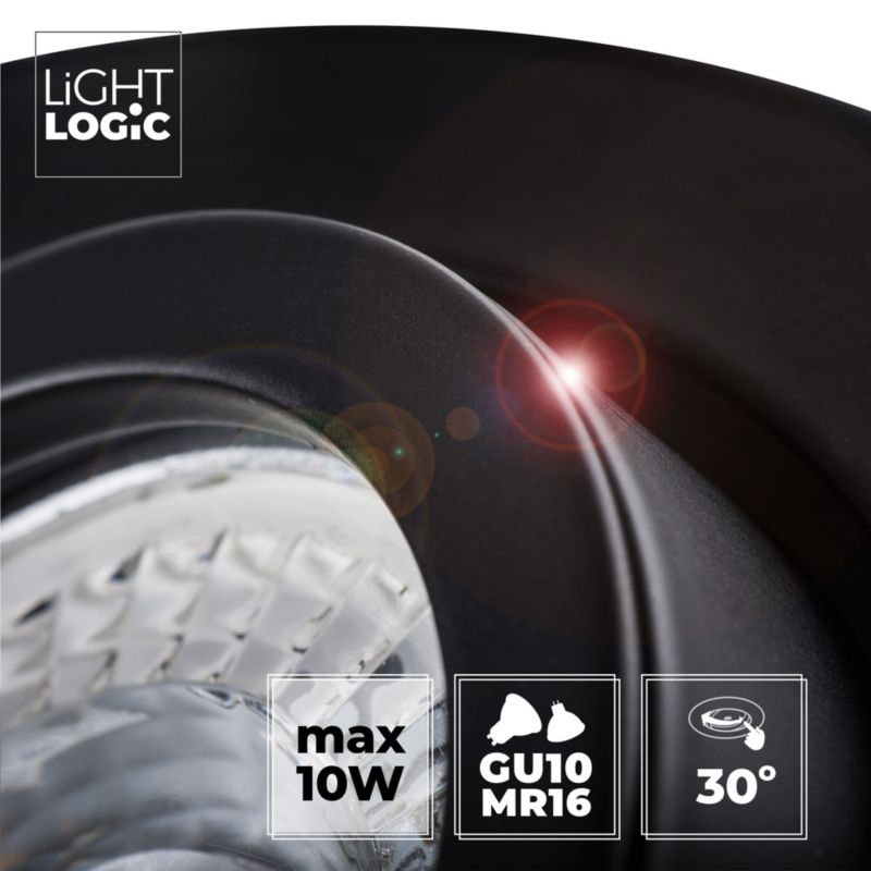 LightLogic LL COSS DTO-B 30545 spotringslampe, rund, sort, 1 stk.