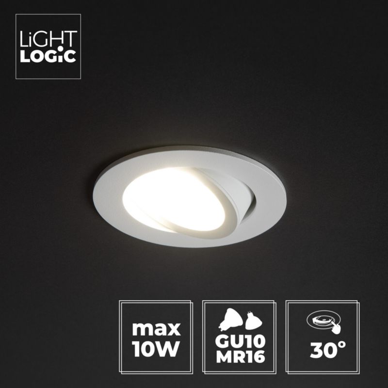 LightLogic LL COSS DTO-W 30546 rund loftspot med justerbar ring, hvid, 1 stk.