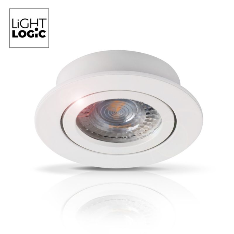 LightLogic LL COSS DTO-W 30546 rund loftspot med justerbar ring, hvid, 1 stk.