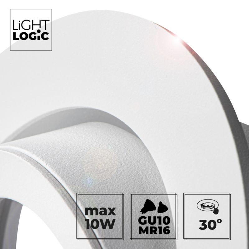 LightLogic LL COSS DTO-W 30546 rund loftspot med justerbar ring, hvid, 1 stk.
