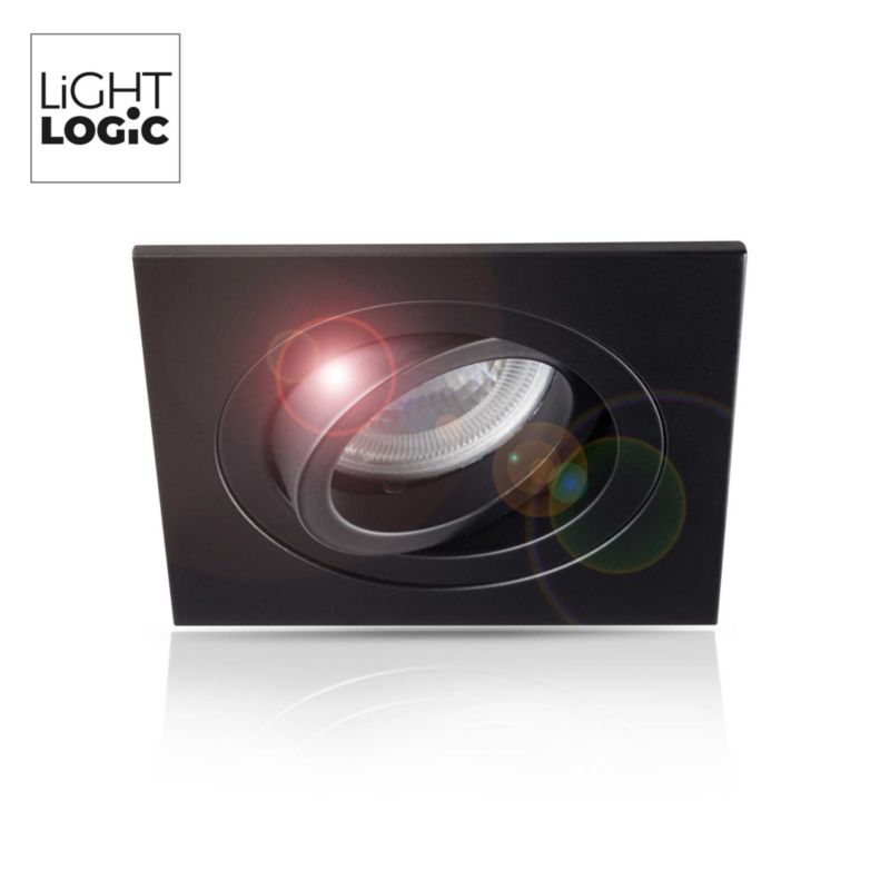 LightLogic LL EGER DTL-B 30564 indbygningsspot ring, kvadratisk, mat-sort, 1 stk.