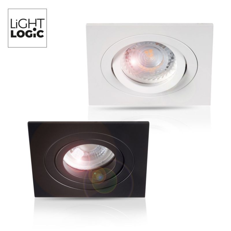 LightLogic LL EGER DTL-B 30564 indbygningsspot ring, kvadratisk, mat-sort, 1 stk.