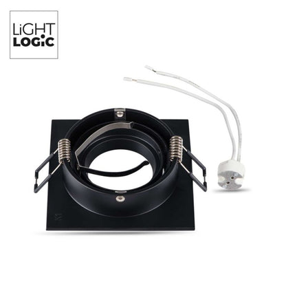 LightLogic LL EGER DTL-B 30564 indbygningsspot ring, kvadratisk, mat-sort, 1 stk.
