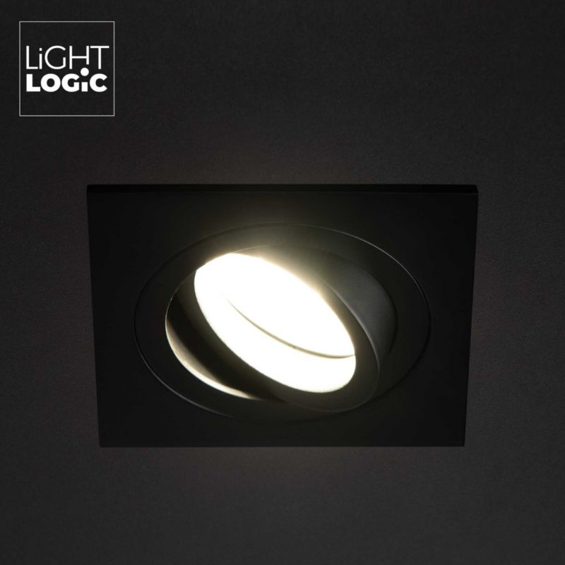 LightLogic LL EGER DTL-B 30564 indbygningsspot ring, kvadratisk, mat-sort, 1 stk.